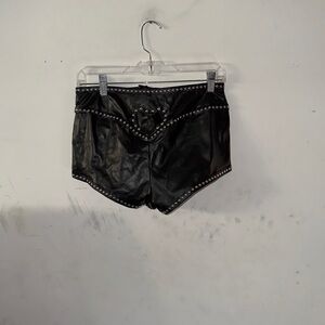Black Faux Leather Studded Women’s Shorts
